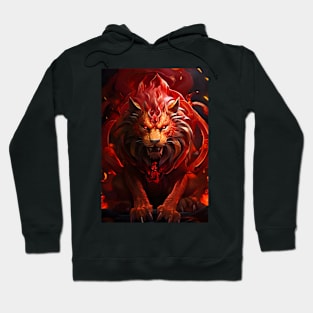 The King Lion In Glowing Red Fire Hoodie